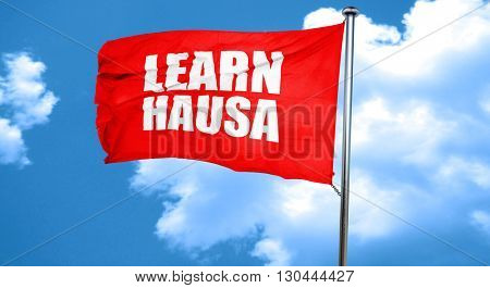 learn hausa, 3D rendering, a red waving flag
