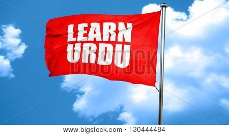 learn urdu, 3D rendering, a red waving flag