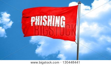 Phising fraud background, 3D rendering, a red waving flag