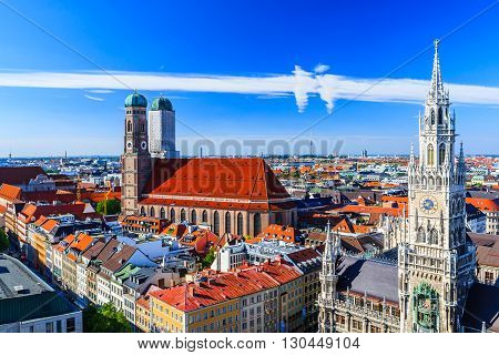 Munich Frauenkirche And New Town Hall Munich, Bavaria, Germany