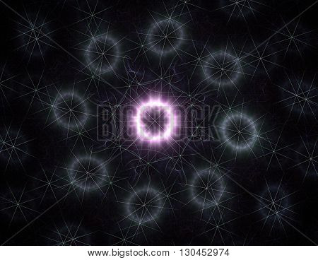 Geometry of Space series. Visually attractive backdrop made of conceptual grids curves and fractal elements suitable as element for layouts on physics mathematics technology science and education.