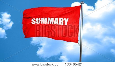 summary, 3D rendering, a red waving flag