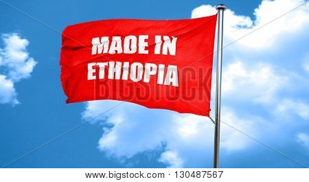 Made in ethiopia, 3D rendering, a red waving flag