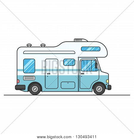 Caravan van sign isolated on white background, RV Travel on car. Home truck Family trip. Vector flat illustration for web design or print