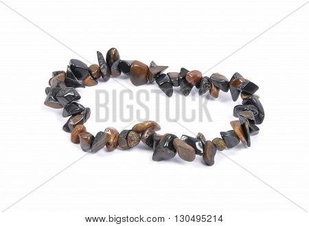Splintered Tigers And Hawks Eye And Chain On White Background
