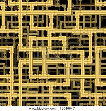 Repeating pipework steam punk maze. Tileable vector wallpaper that repeats left right up and down
