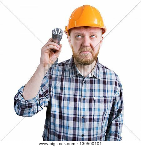 Man in the helmet with a flashlight
