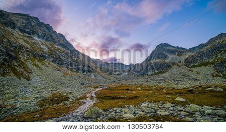 Mountain Landscape in the Evening. Mlynicka Valley High Tatra Slovakia.