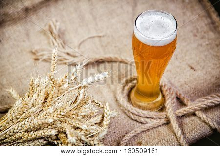 Light Wheat Beer And A Bunch Of Wheat