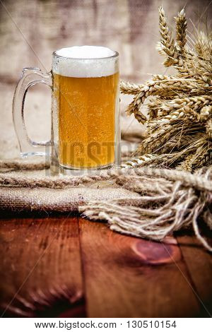 Light Wheat Beer And A Bunch Of Wheat