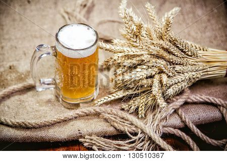 Light Wheat Beer And A Bunch Of Wheat