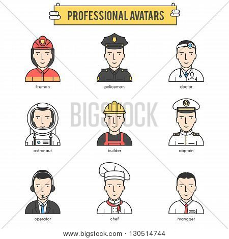 People professional avatars. Modern flat line vector icons set illustration icons set pictogram pack. Stroke vector logo concept for web graphics.