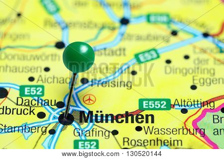 Munich pinned on a map of Germany