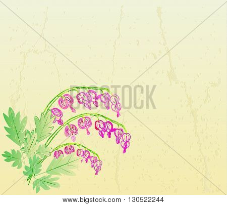 Vintage cracked paper background with pink flower
