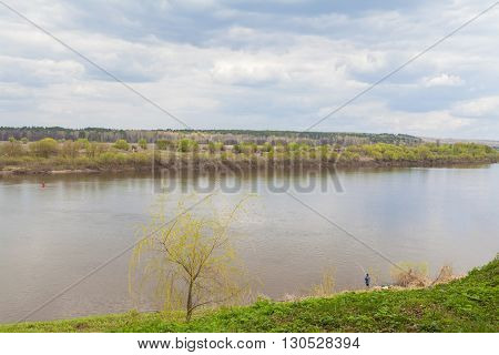Beautiful landscape of Oka river in Tarusa