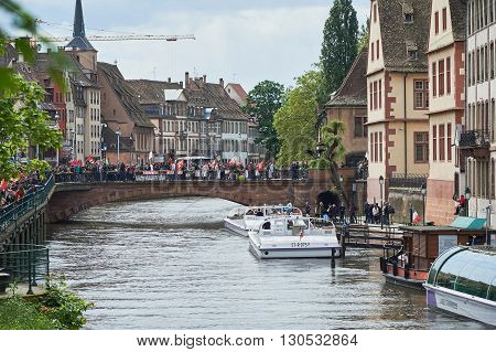 Protestors On Pont Du Corbeau