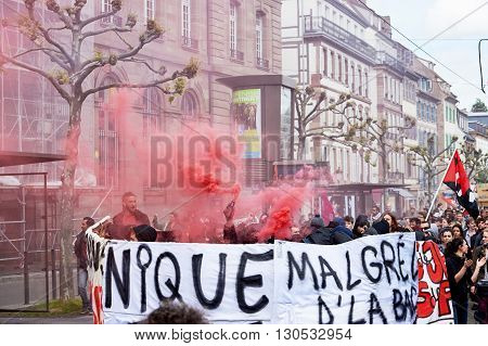 Smoke Grnades And Paint On Walls At Protest