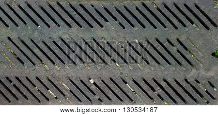 Close up shot of a rusty old vintage drain grate