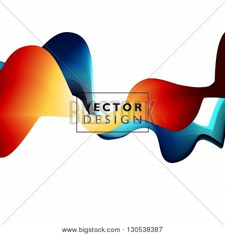 Abstract smooth color wave vector. Curve flow orange and blue motion illustration