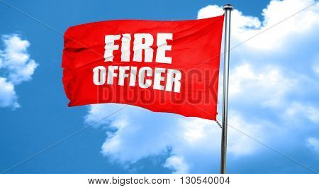 fire officer, 3D rendering, a red waving flag