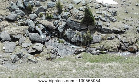 little waterfull in the mountains . beautiful