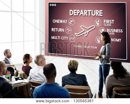 Flight Information Selection Tourism Transport Concept