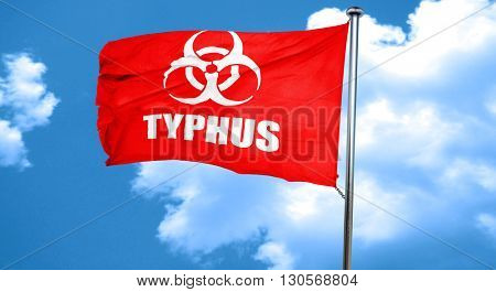 Typhus concept background, 3D rendering, a red waving flag