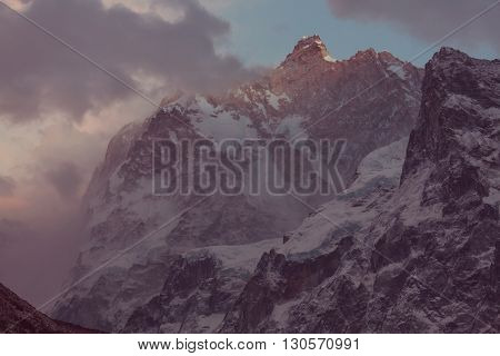 Scenic view of Jannu peak, Kanchenjunga Region, Himalayas, Nepal.