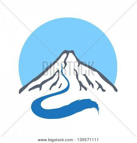 Mountain river, vector logo illustration.