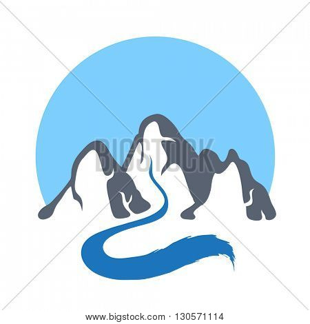 Mountain river, vector logo illustration.
