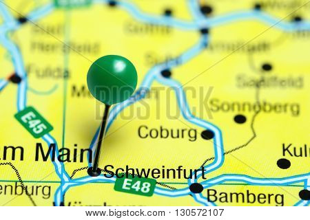 Schweinfurt pinned on a map of Germany
