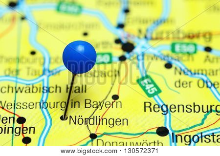 Nordlingen pinned on a map of Germany