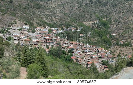 Traditional Mountain village of Askas at Troodos mountains in Cyprus. The village is part of Pitsilia agricultural region which are famous for producing wines