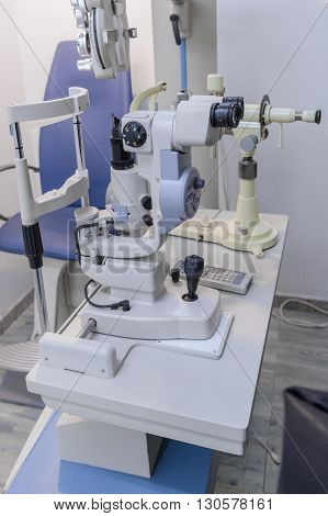 medical equipment in the office of an ophthalmologist