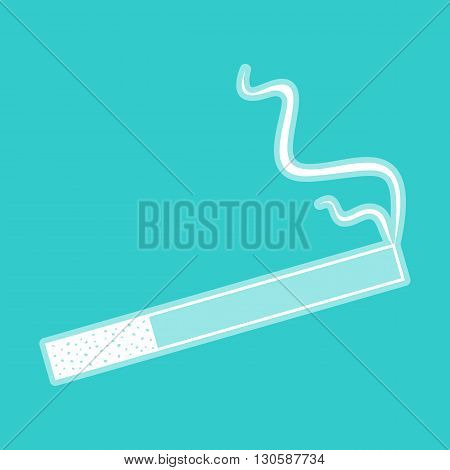 Smoke icon great for any use. White icon with whitish background on torquoise flat color.