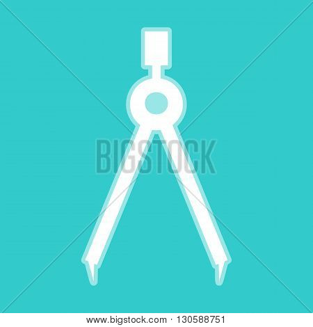 Divider simple icon. White icon with whitish background on torquoise flat color.