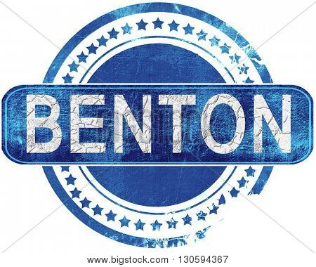 benton grunge blue stamp. Isolated on white.