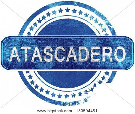 atascadero grunge blue stamp. Isolated on white.