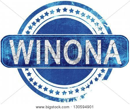 winona grunge blue stamp. Isolated on white.