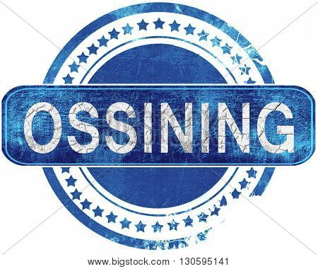 ossining grunge blue stamp. Isolated on white.