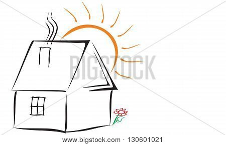 Creative logo with home, sun and flower