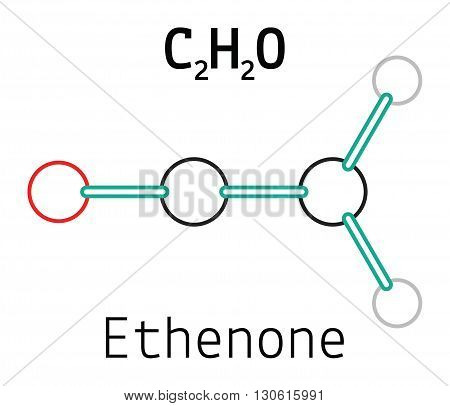 C2H2O ethenone 3d molecule isolated on white