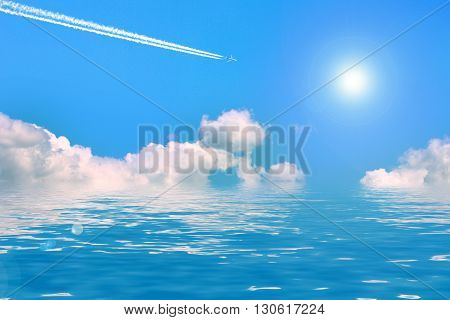 beautiful celestial landscape with sunny blue sky