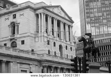 LONDON, UK - OCTOBER 14, 2015. Bank of England, view from the square