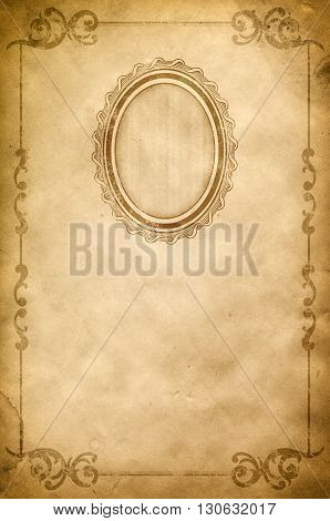 Grunge paper with decorative vintage border old-fashioned frame and copy space for the text. Vintage paper texture.