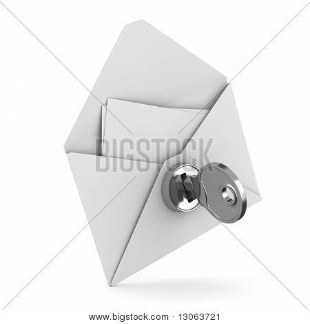 Concept de courriel sur fond blanc. Image 3D isolé