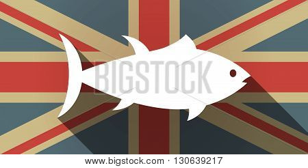 Long Shadow Uk Flag Icon With  A Tuna Fish