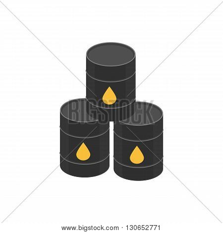 vector illustration. Icon barrels of oil signed the oil - drop yellow.
