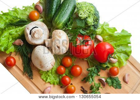 Vegetables On Wood Background