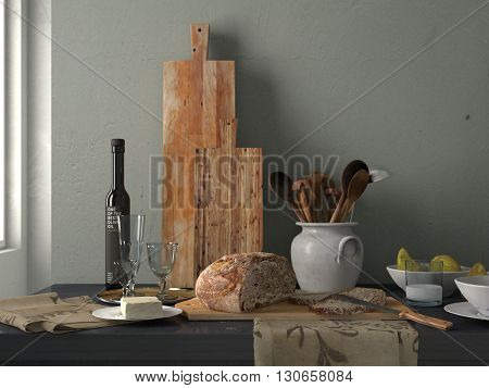 3D rendering genova complete scenected on frontalview